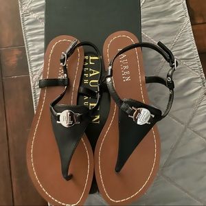 New Ralph Lauren Black ADRIAN Sandal  Size 7